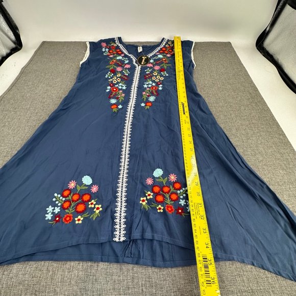 Shoreline Wear Embroidered Dress Floral Blue Small Brand New - Picture 5 of 15